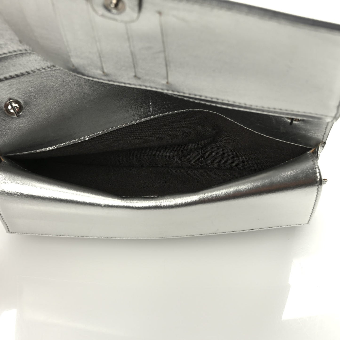 Metallic Calfskin Wallet On Chain Silver