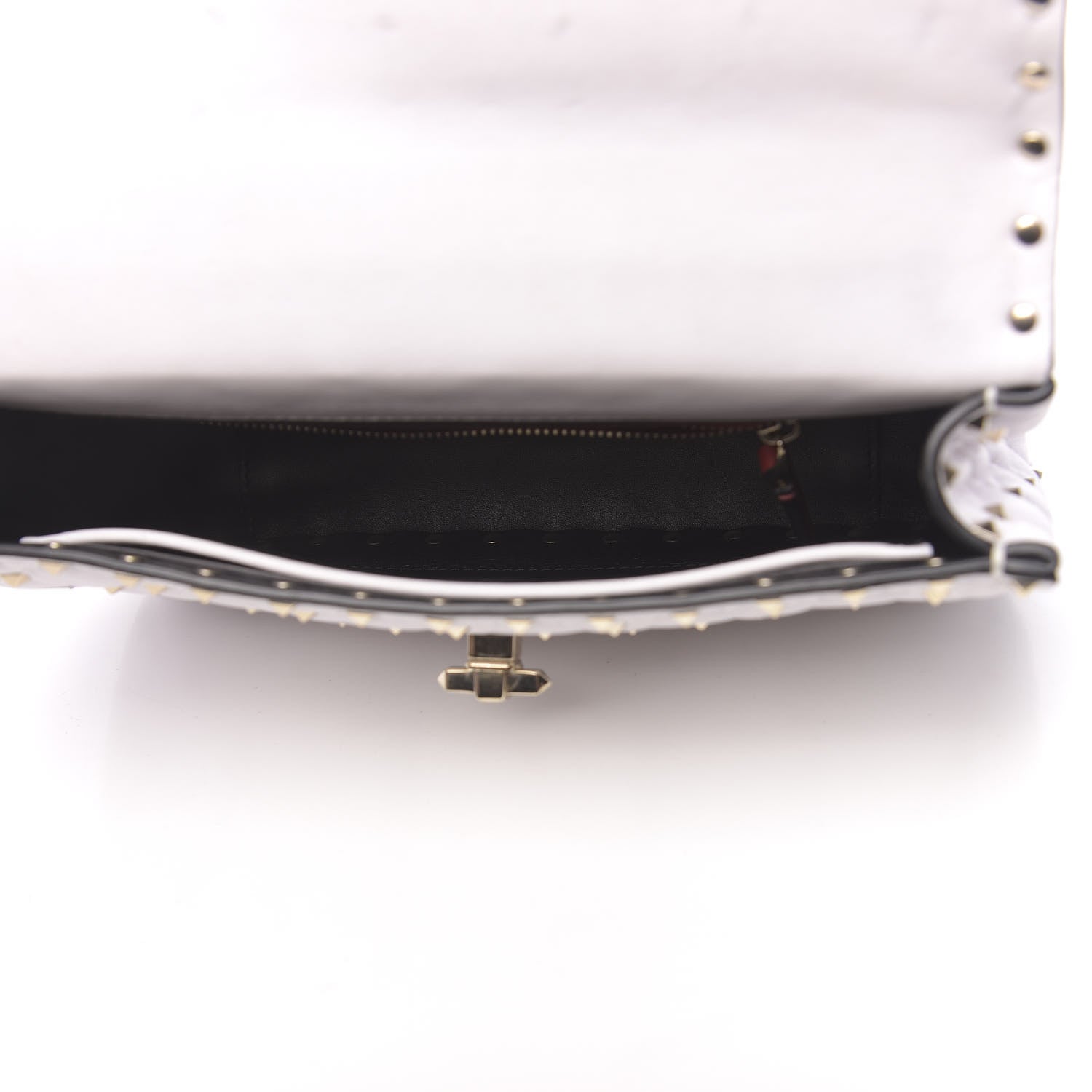 Valentino Garavani Lambskin VLTN Print Medium Rockstud Spike Shoulder Bag Optic White Black 5 of 13