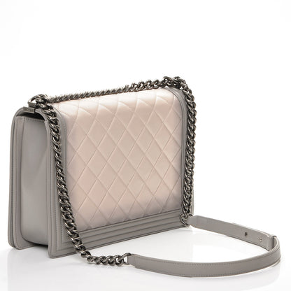 Chanel Calfskin Ombre Quilted Large Boy Flap Grey Beige 3 of 7