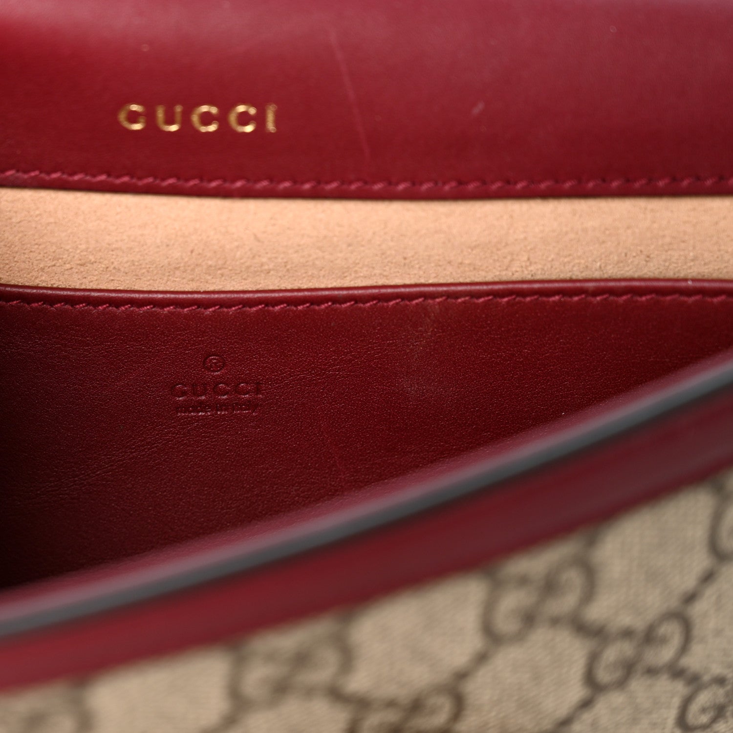 Gucci GG Supreme Monogram Azalea Calfskin Horsebit 1955 Mini Bag Beige Ebony Rosso Ancora 6 of 9