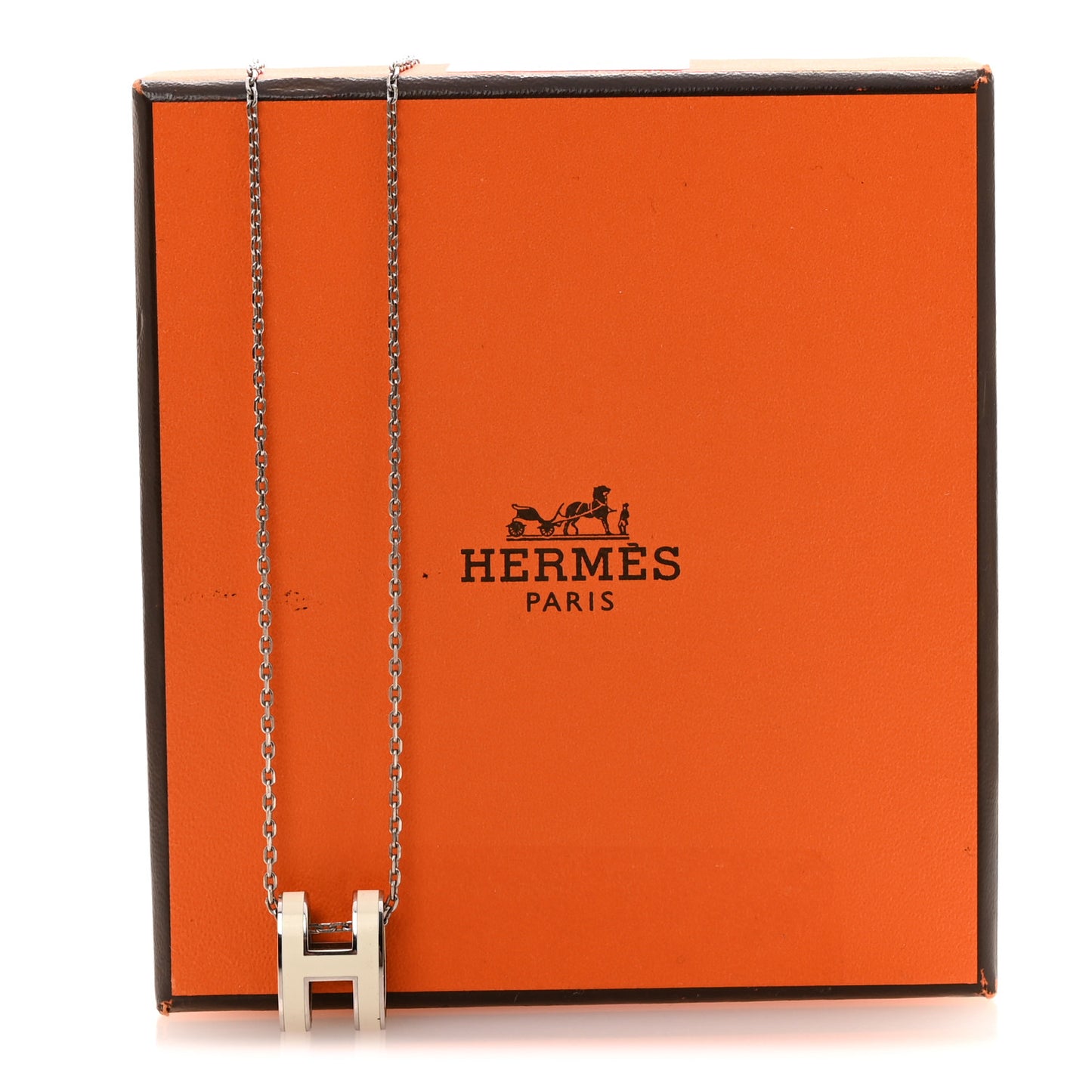 Lacquered Palladium Pop H Pendant Necklace White