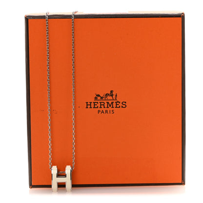 Hermes Lacquered Palladium Pop H Pendant Necklace White 7 of 7