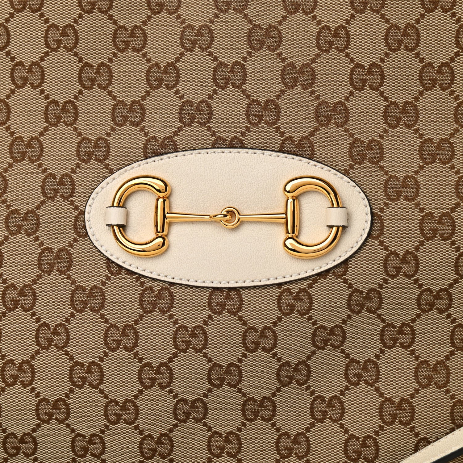 Gucci Monogram Calfskin Large Horsebit 1955 Tote Bag Beige Mystic White 8 of 10