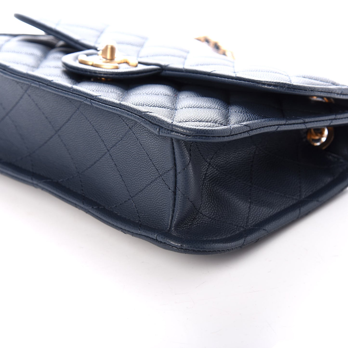Caviar Quilted Medium Sweet Classic Flap Navy Blue