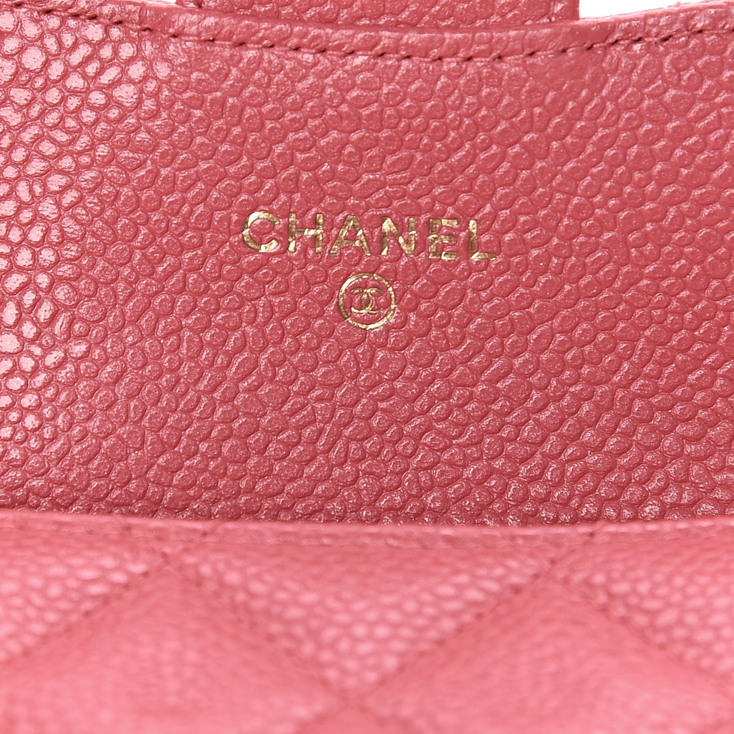 Caviar Quilted Flap Card Holder Wallet Pink