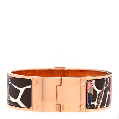 Hermes Enamel Printed Wide The Three Graces Hinged Bracelet M Pink Delirium 3 of 5