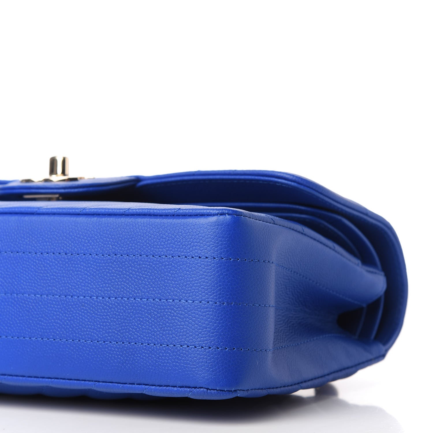 Chanel Caviar Chevron Quilted Small Double Flap Blue 7 of 11