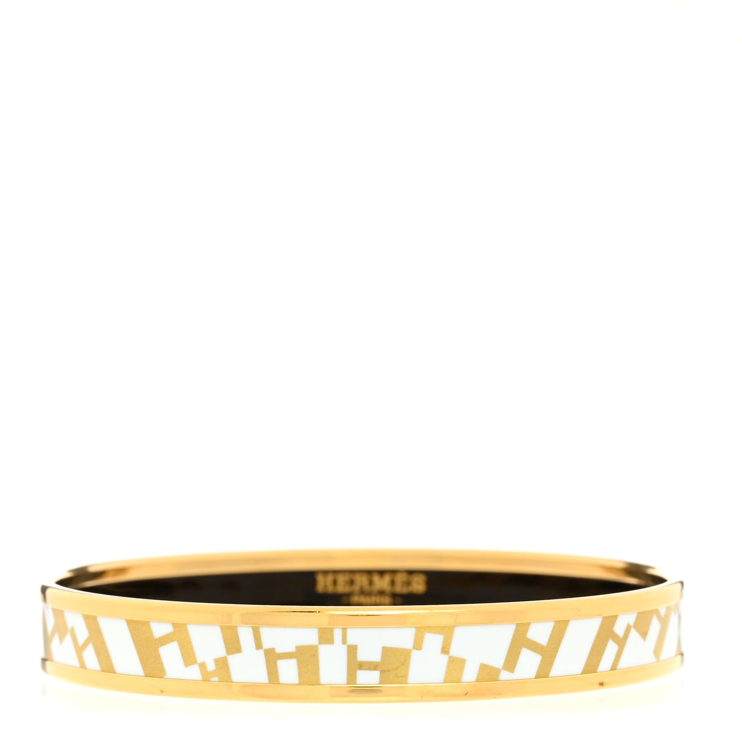 Enamel Printed Narrow OP'H Bracelet 70 Jaune D'Or White