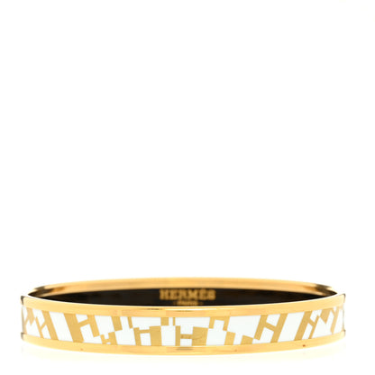 Hermes Enamel Printed Narrow OP'H Bracelet 70 Jaune D'Or White 1 of 6