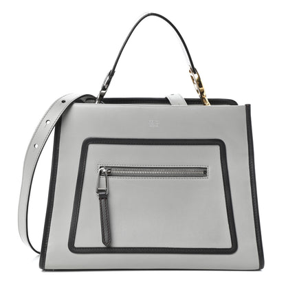 Fendi Vitello Century Opaco F is Fendi Bi-Color Small Runaway Satchel Ghiaccio Ebano 1 of 9