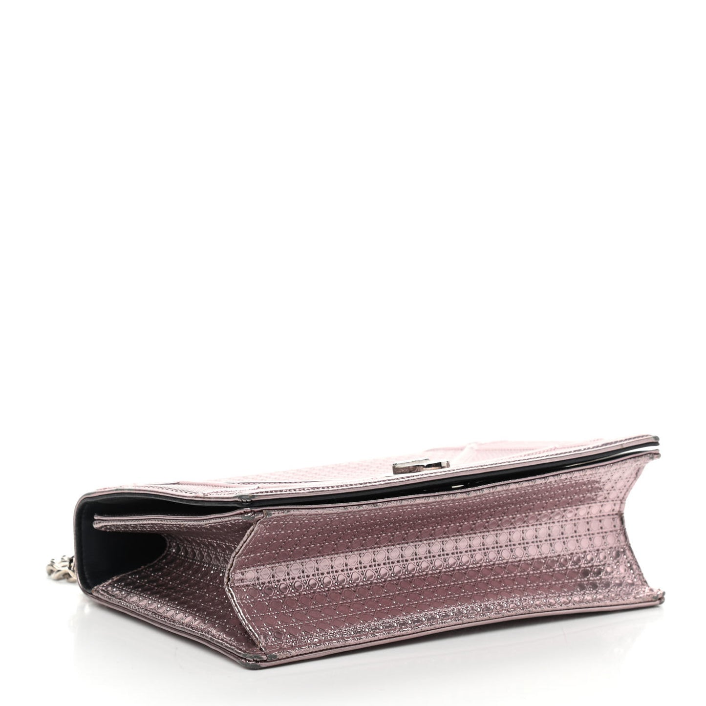 Metallic Patent Micro-Cannage Medium Diorama Flap Bag Pink