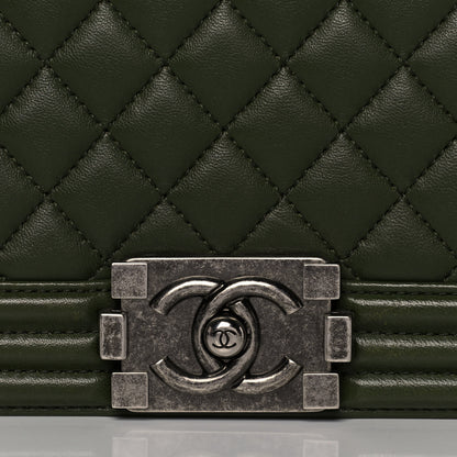 Chanel Lambskin Quilted New Medium Boy Flap Dark Green 8 of 16