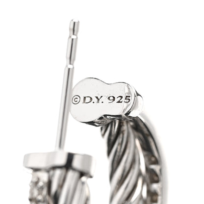 David Yurman Sterling Silver Diamond Extra Small Crossover Hoop Earrings 4 of 4