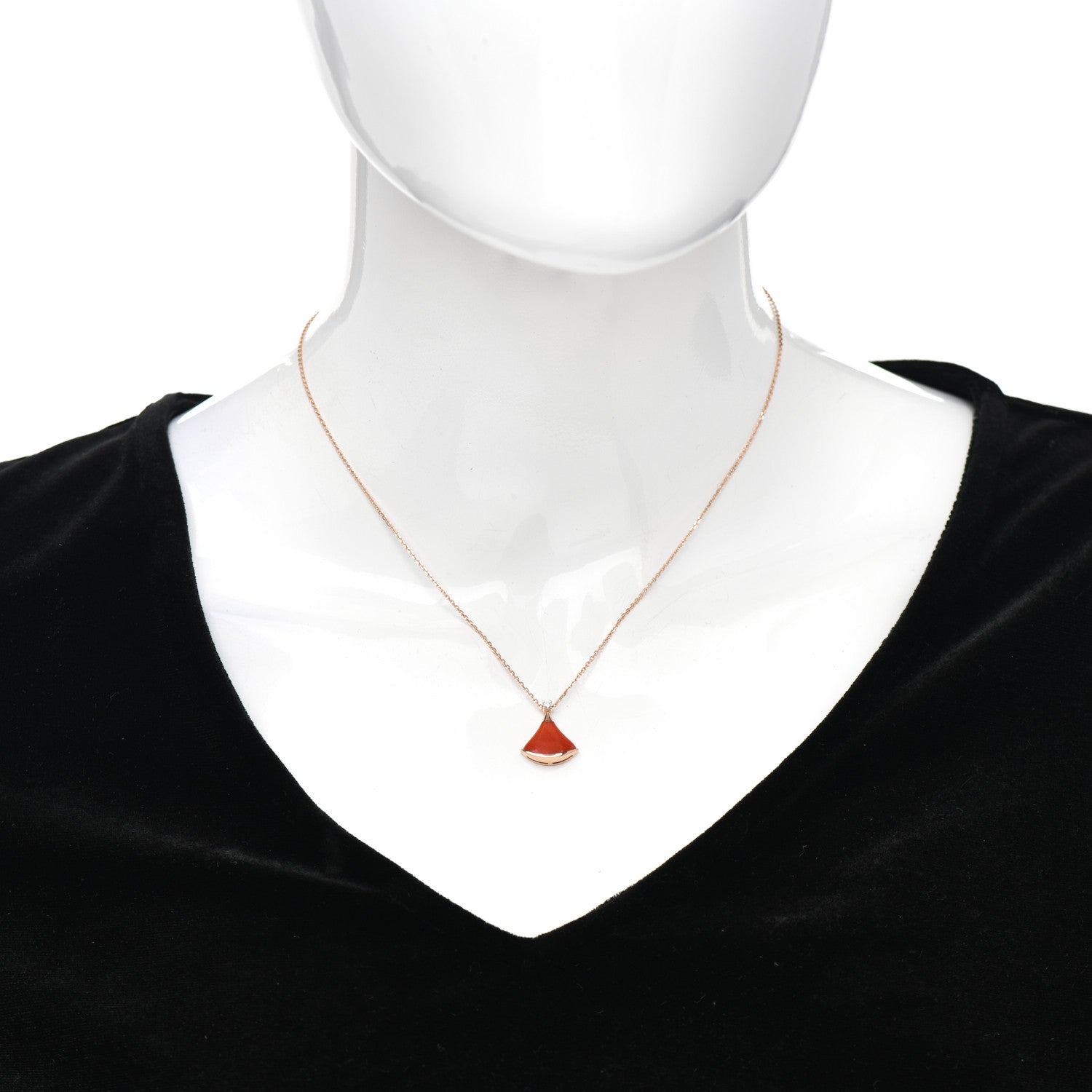 Bulgari 18K Rose Gold Diamond Coral Divas' Dream Pendant Necklace 2 of 5