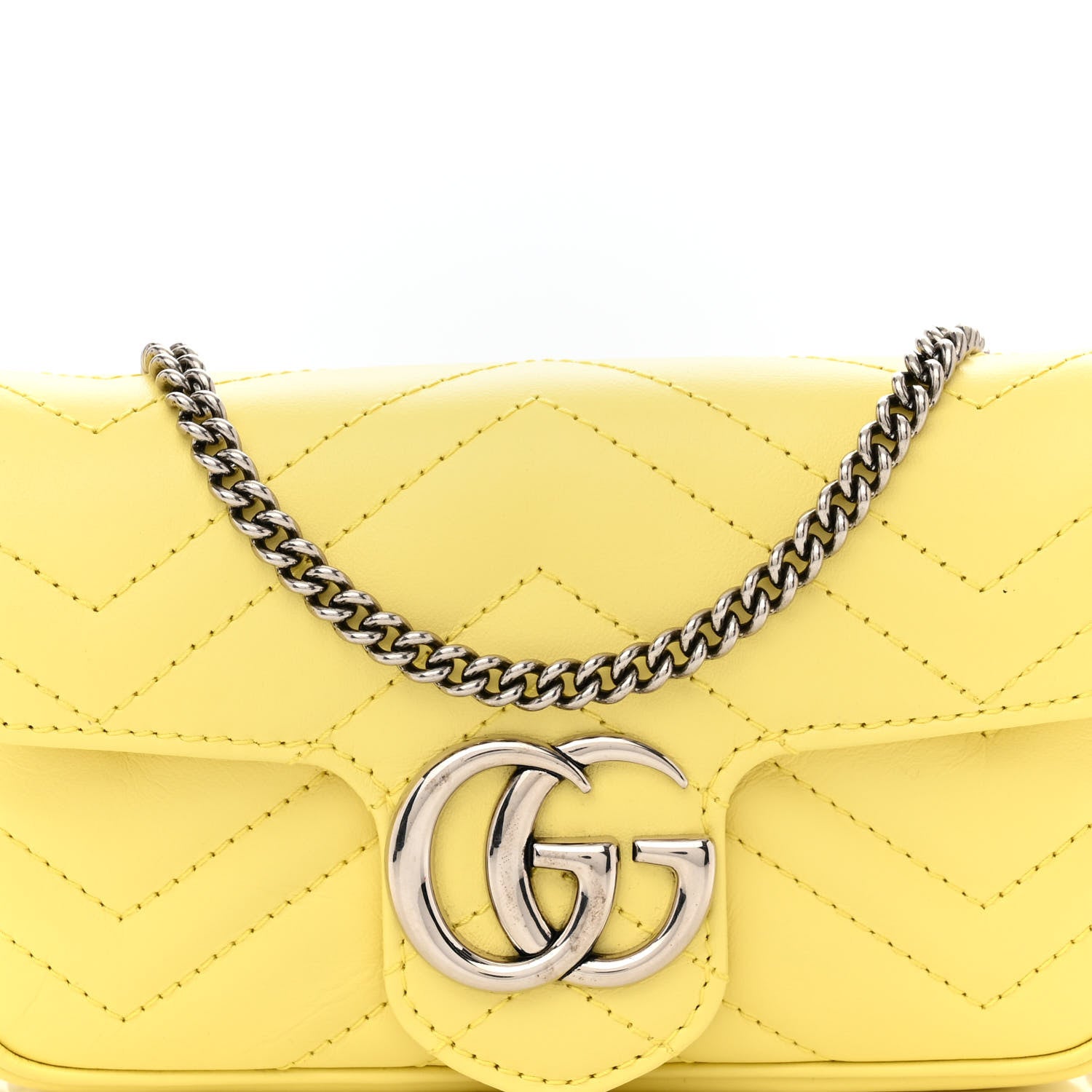 Gucci Calfskin Matelasse Super Mini GG Marmont Shoulder Bag Banana 8 of 10