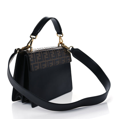 Fendi Vitello Liberty Bi-Color FF 1974 Embossed Kan U Shoulder Bag Black Maya 3 of 10
