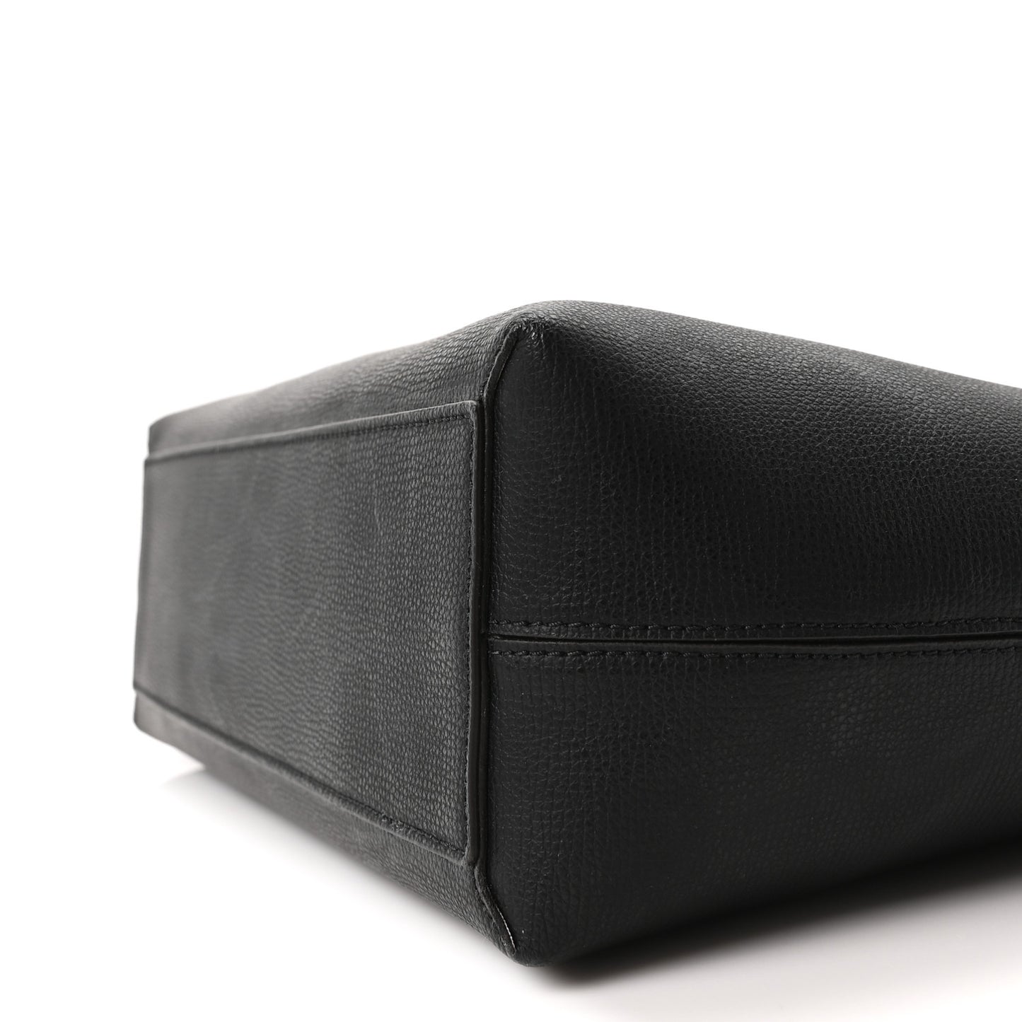 Grainy Calfskin Haymarket Check Small Reversible Tote Black