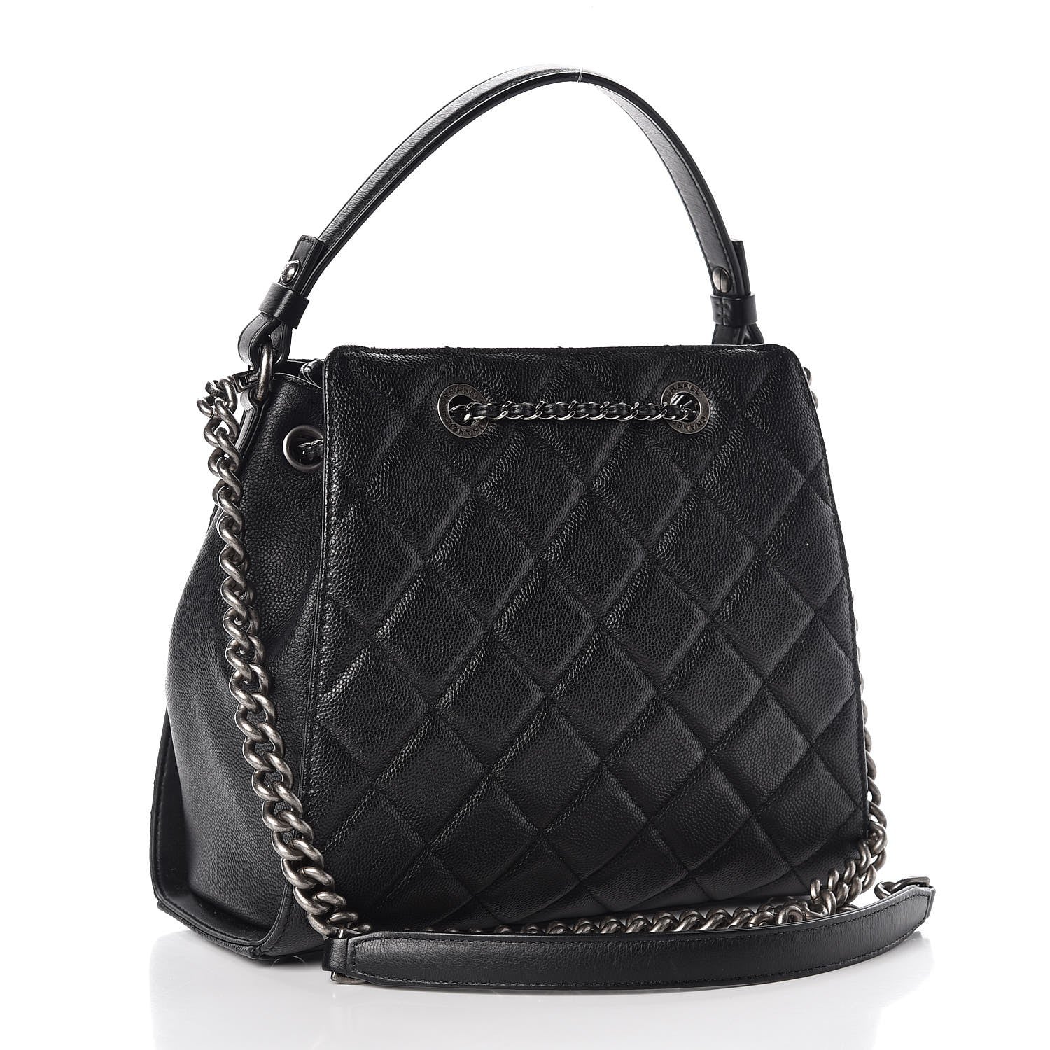 Chanel Caviar Quilted Small CC Bucket Bag Black 3 of 7