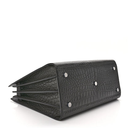 Saint Laurent Calfskin Crocodile Embossed Small Sac de Jour Fog 4 of 8