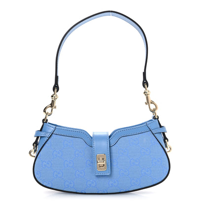 Gucci Calfskin Monogram Mini Moon Side Shoulder Bag Blue 1 of 12
