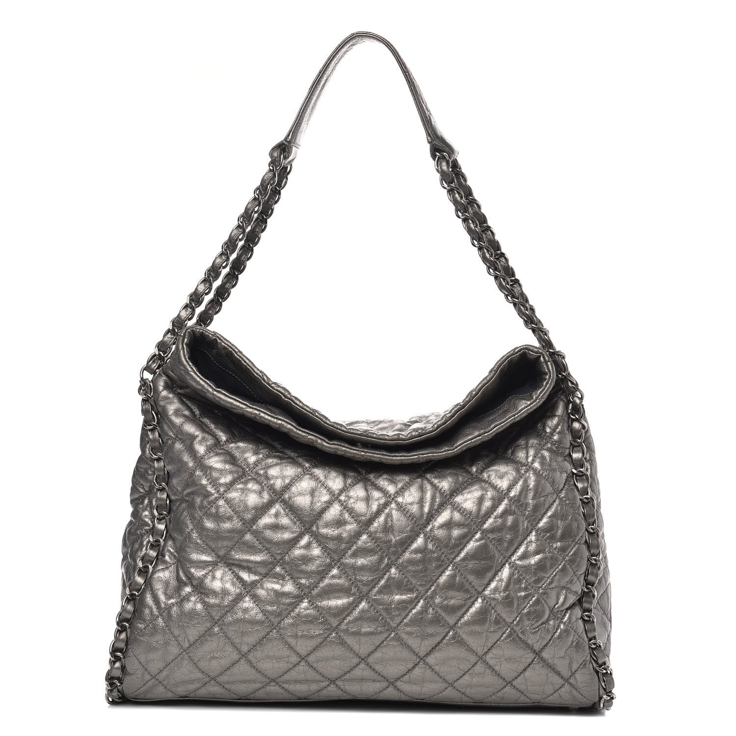 Chanel Metallic Calfskin Quilted Large Chain Me Hobo Silver 1 of 12