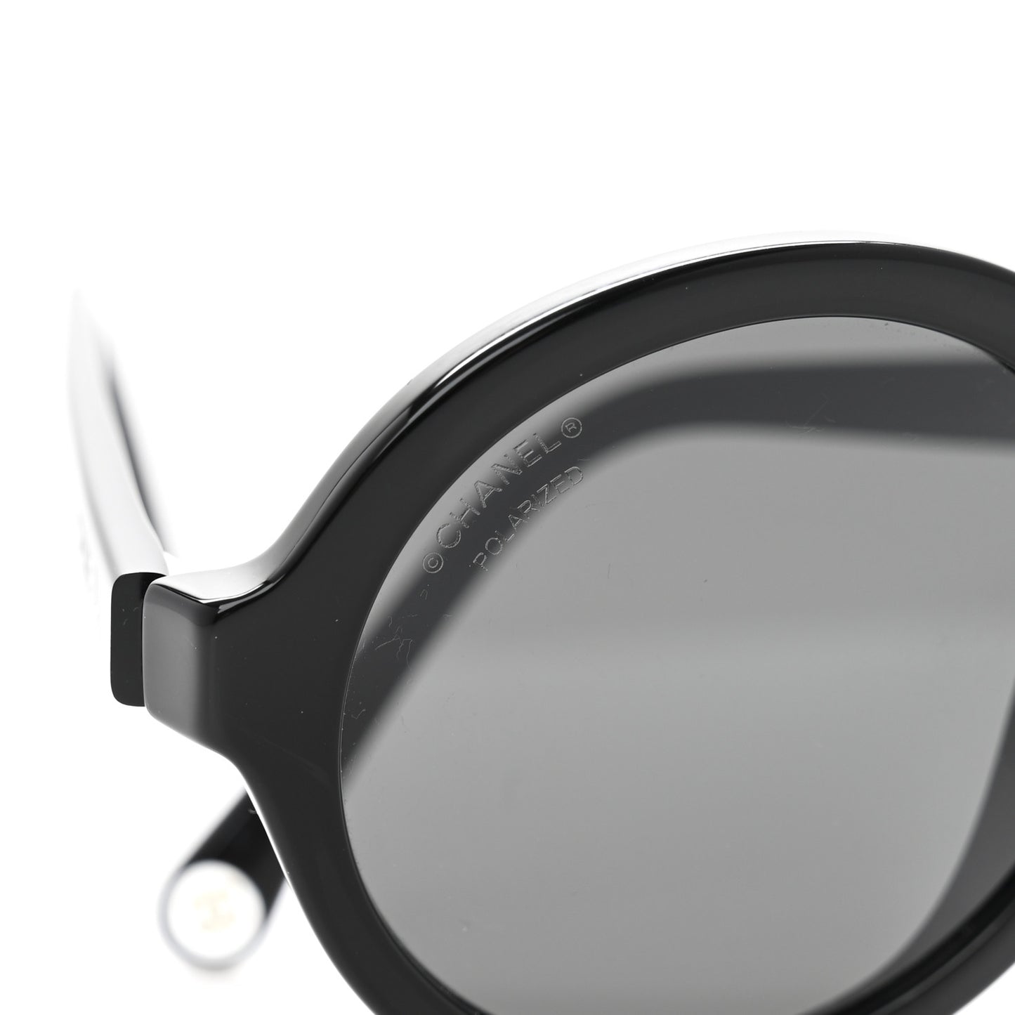 Acetate Polarized Round Sunglasses 5522U Black