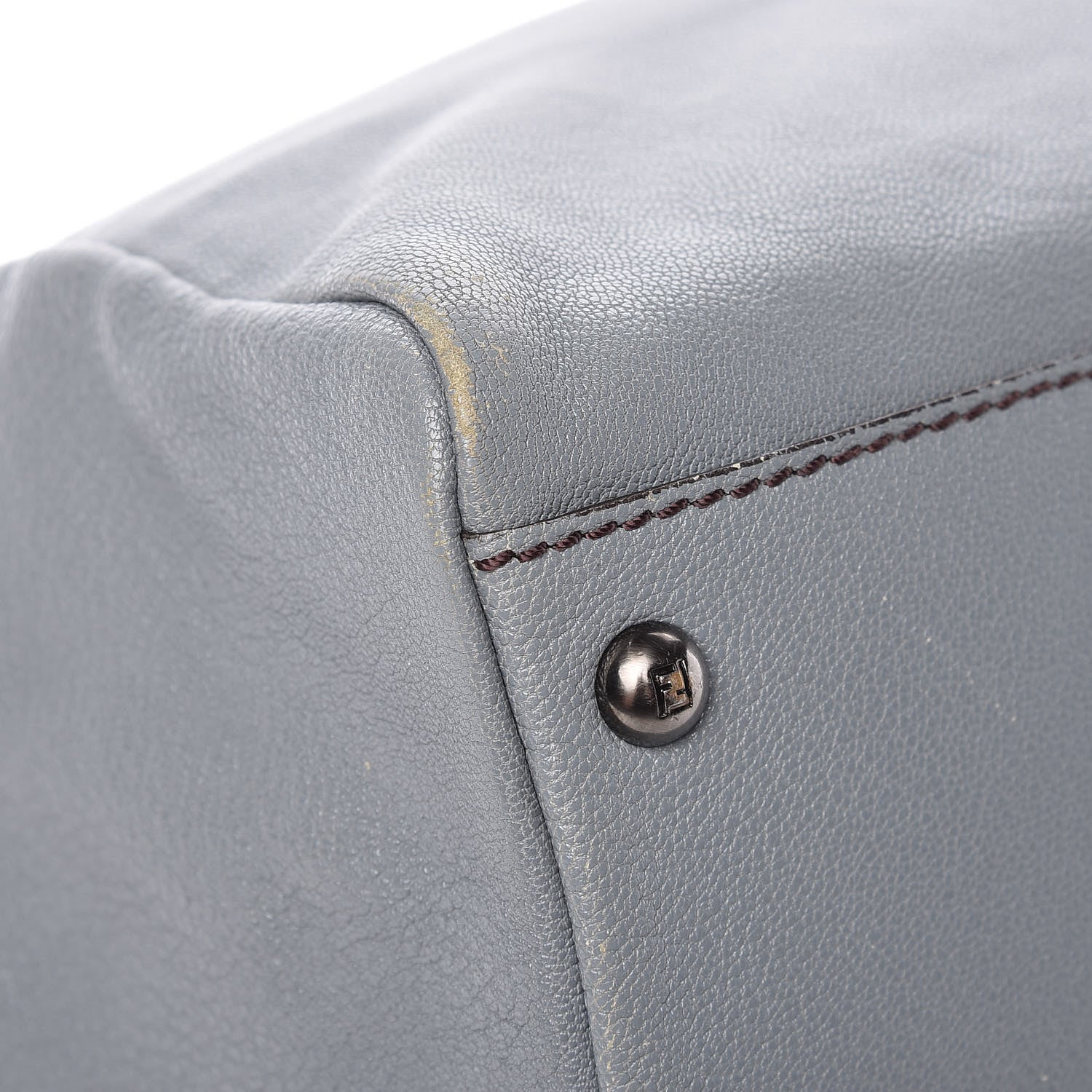 Fendi Goatskin Zucca Large Peekaboo Iconic Satchel Grigio Tobacco Black 13 of 20