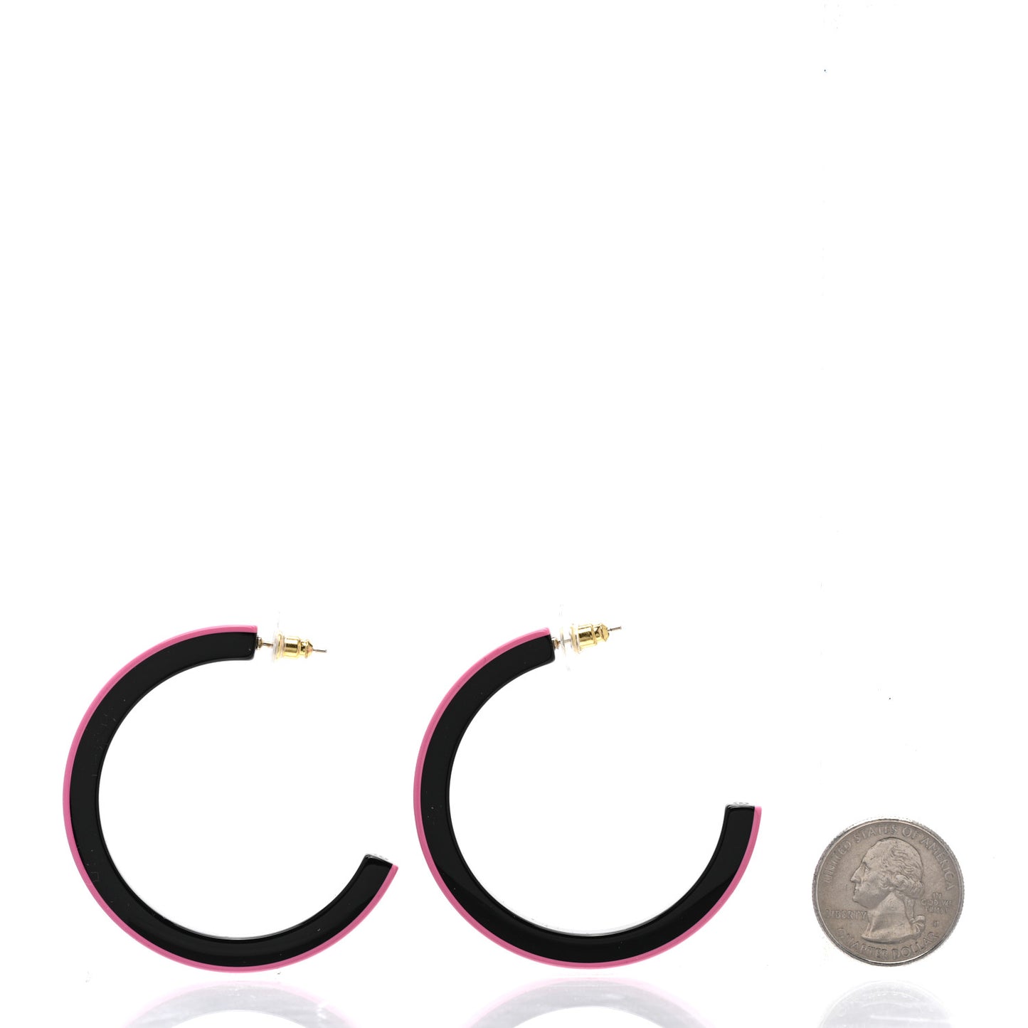 Resin Logo Hoop Earrings Pink Black