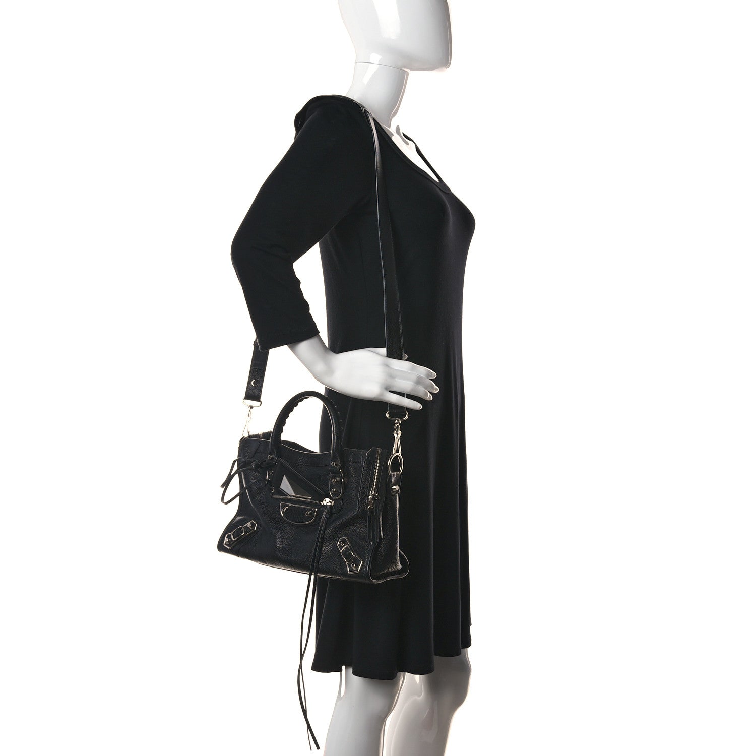 Balenciaga Chevre Silver Metallic Edge Hardware S City Black 3 of 12