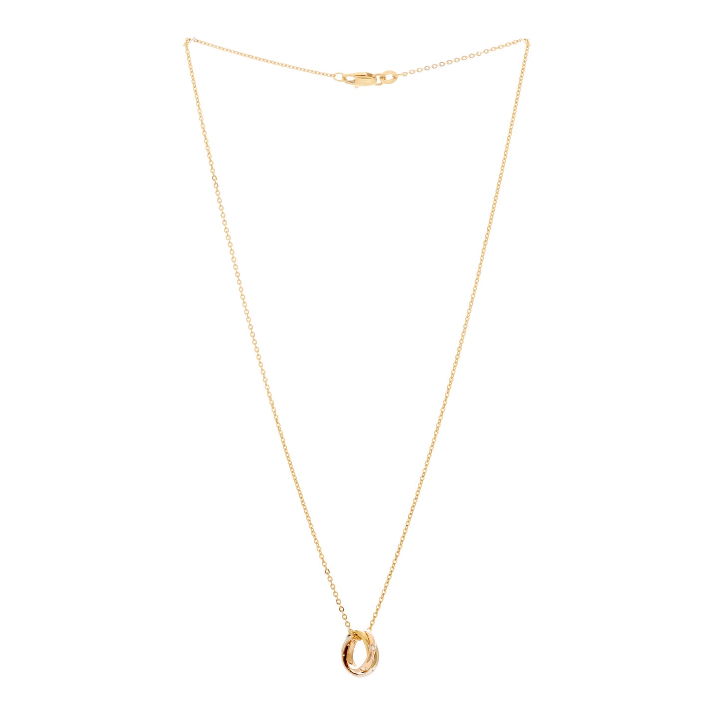 18K Pink Yellow White Gold 15 Diamond Trinity Pendant Necklace