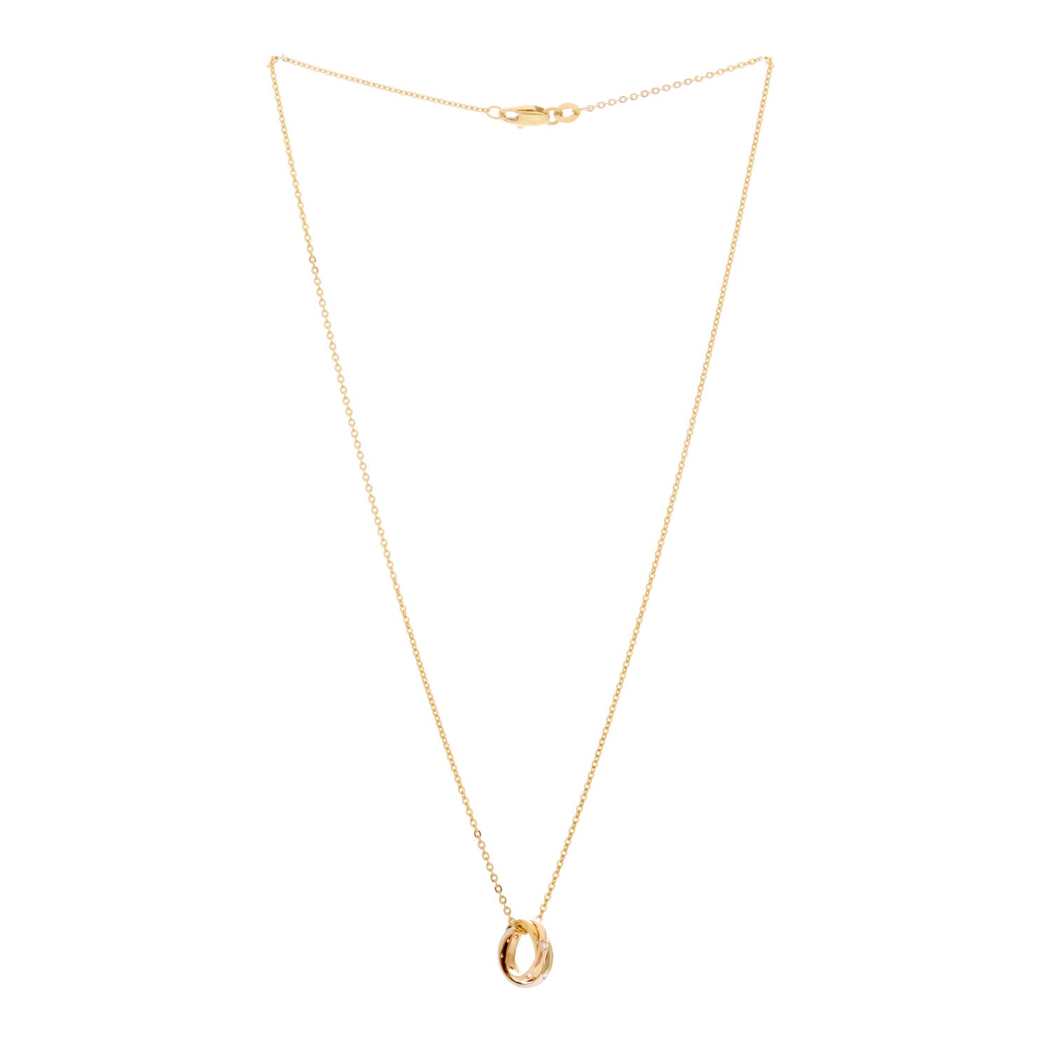 Cartier 18K Pink Yellow White Gold 15 Diamond Trinity Pendant Necklace 3 of 5