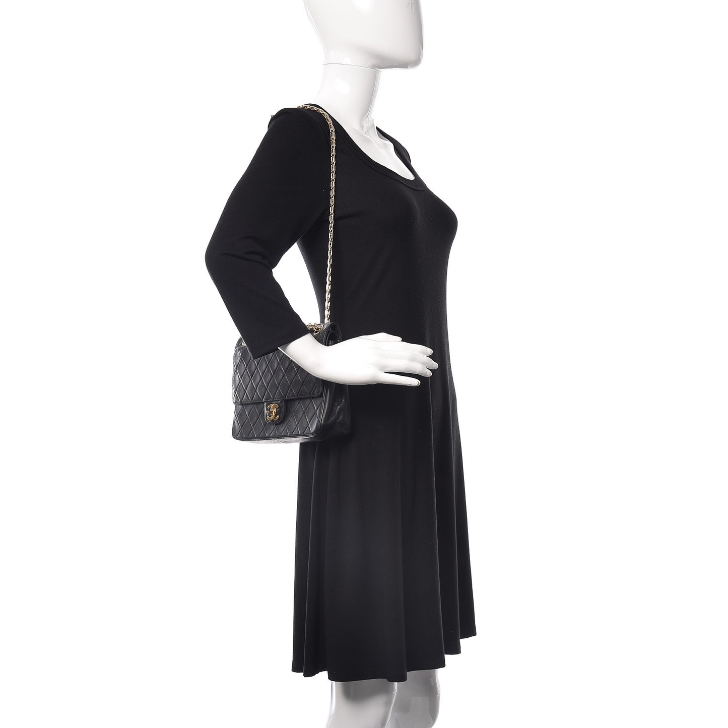 Lambskin Quilted Medium Double Flap Bijoux Chain Black
