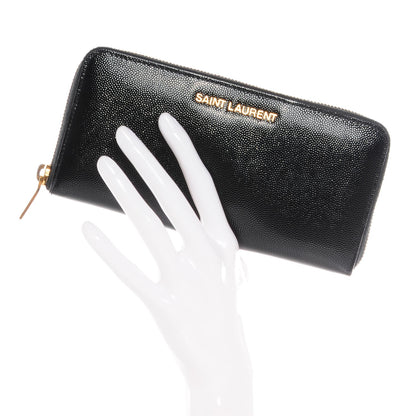 Saint Laurent Patent Grain De Poudre Classic Letters Zip Around Wallet Black 2 of 8