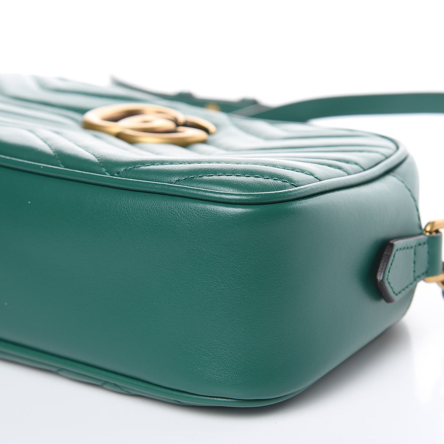 Calfskin Matelasse Small GG Marmont Chain Shoulder Bag Emerald Green