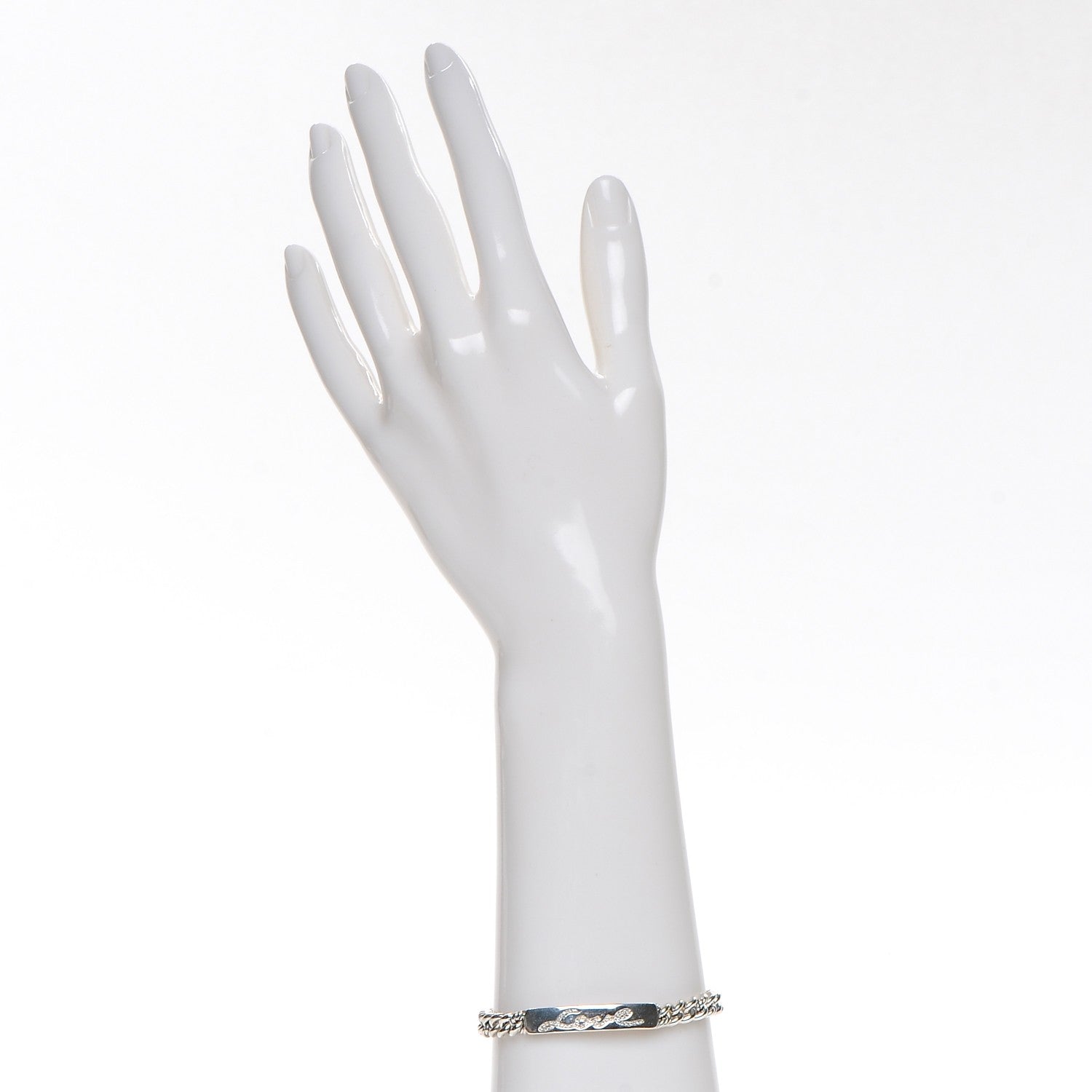 David Yurman Sterling Silver Diamond 7mm Petite Pave Curb Link Love ID Bracelet 2 of 6