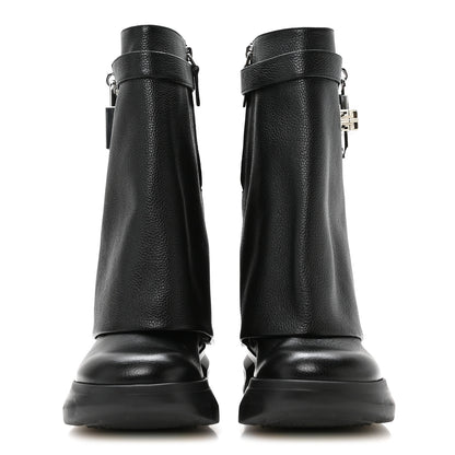 Givenchy Grained Calfskin Shark Lock Biker Ankle Boots 36 Black 3 of 8