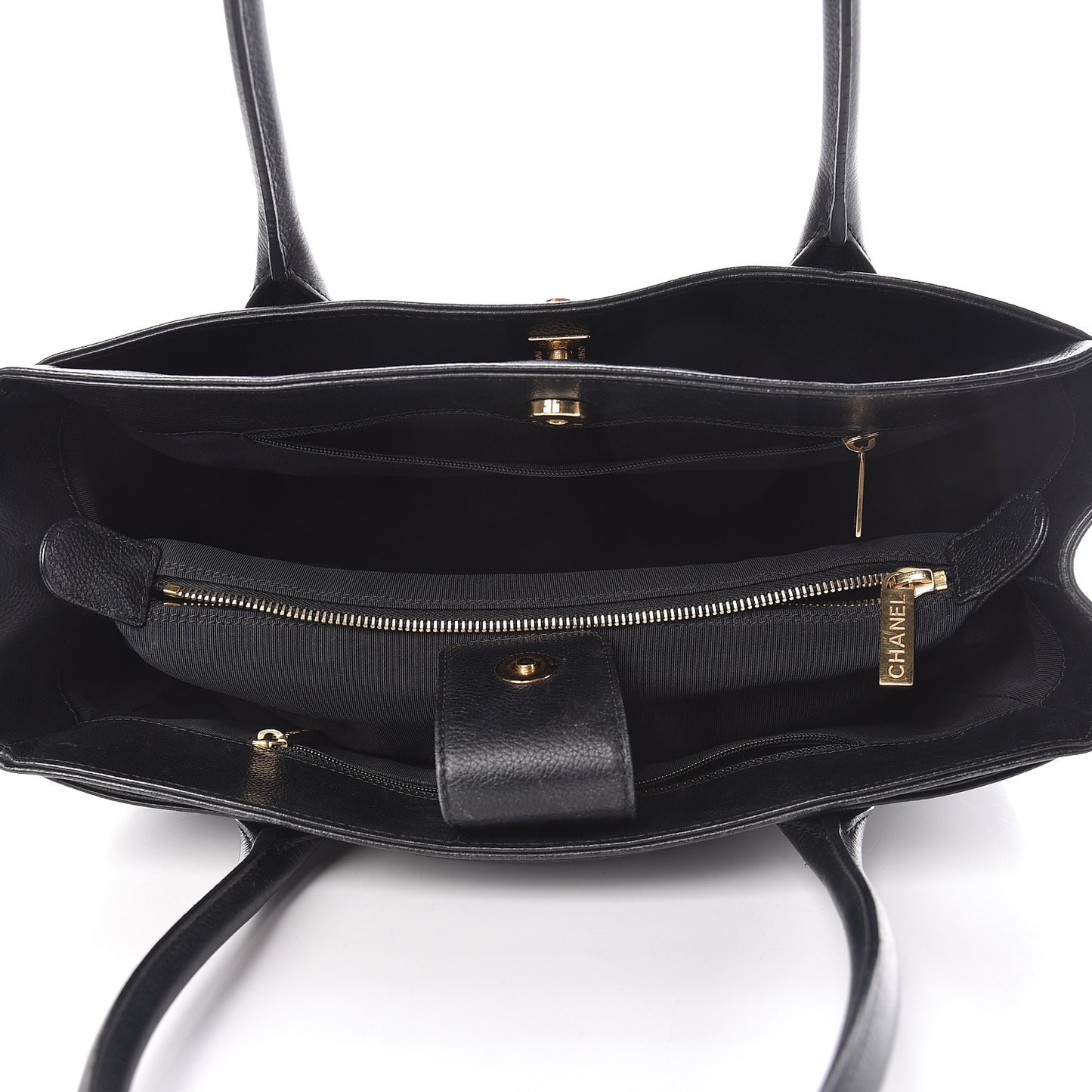 Calfskin Small Cerf Shopper Tote Black