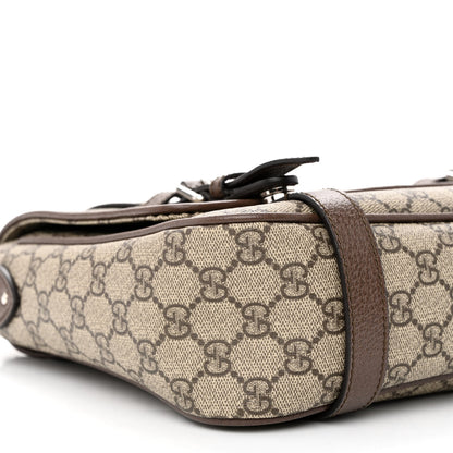 Gucci GG Supreme Monogram Textured Dollar Calfskin Retro Interlocking G Flap Messenger Bag Beige Ebony New Acero 9 of 12