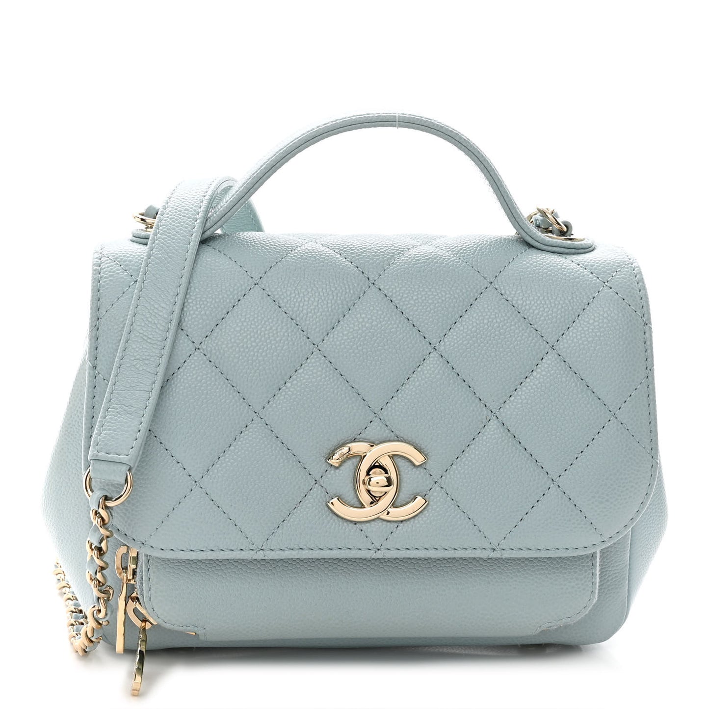 Caviar Quilted Small Business Affinity Flap Blue