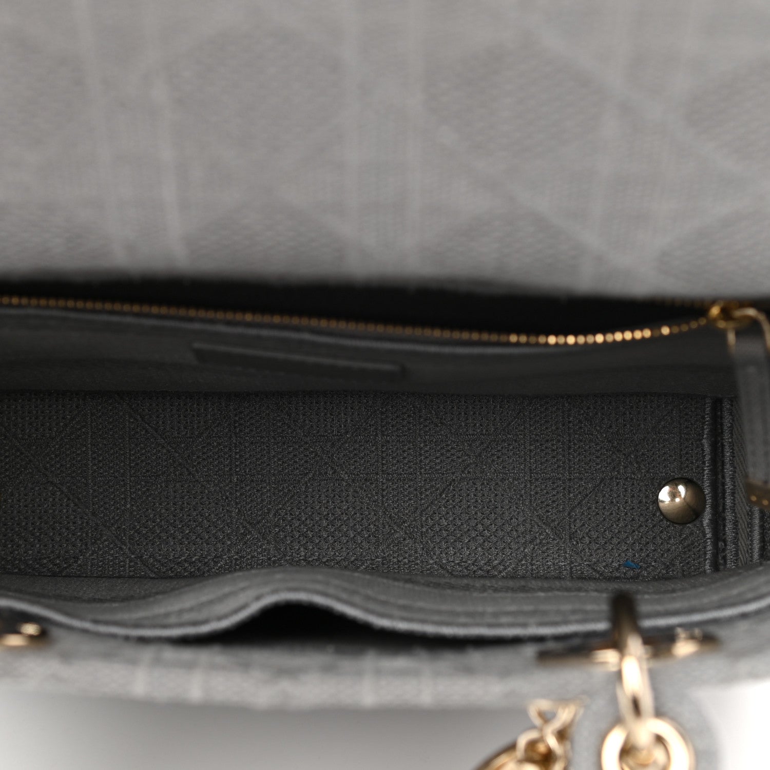 Christian Dior Canvas Embroidered Cannage Medium Lady D-Lite Gray 5 of 12