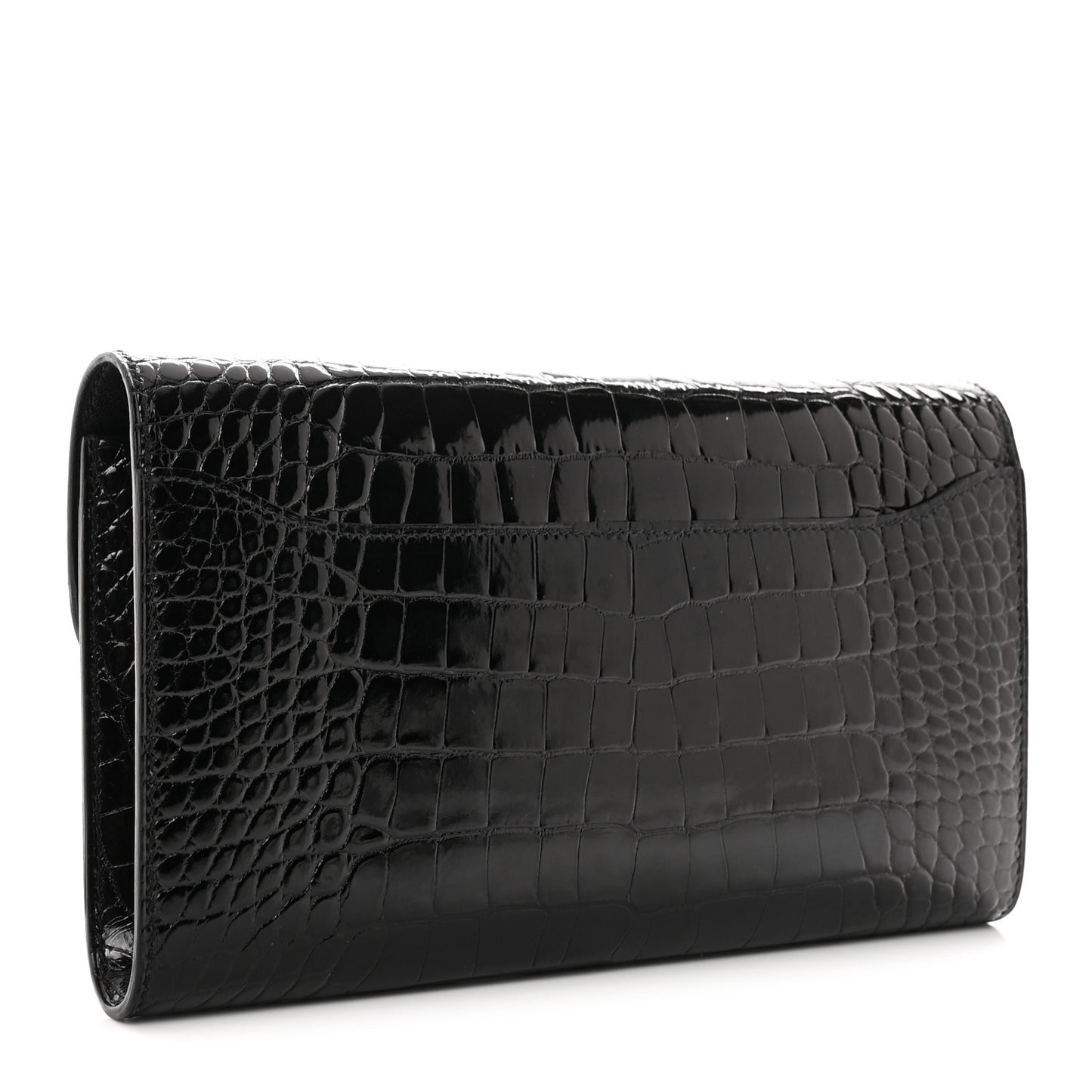 Shiny Alligator Monochrome Constance Long Wallet Black
