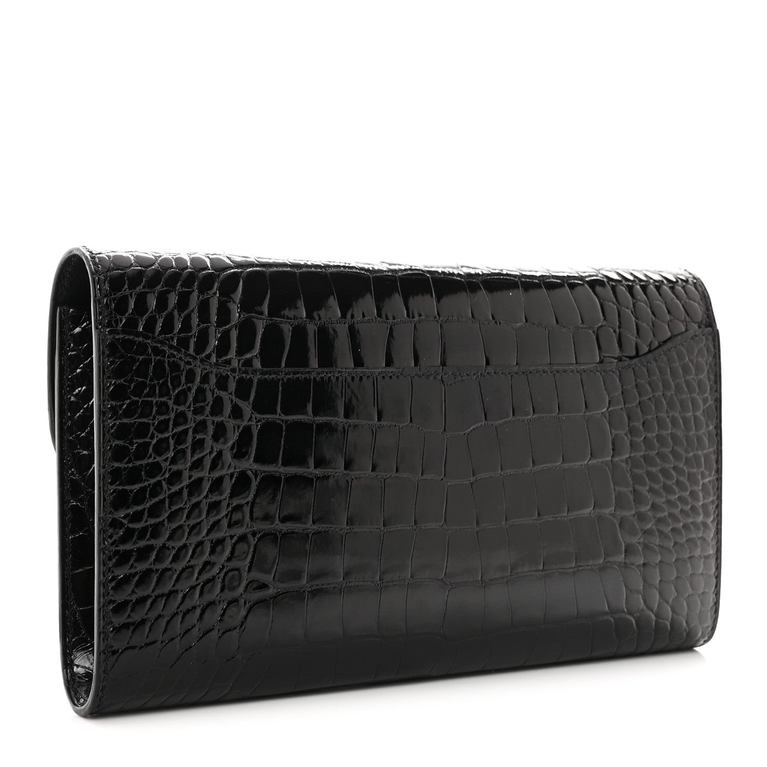Hermes Shiny Alligator Monochrome Constance Long Wallet Black 3 of 8