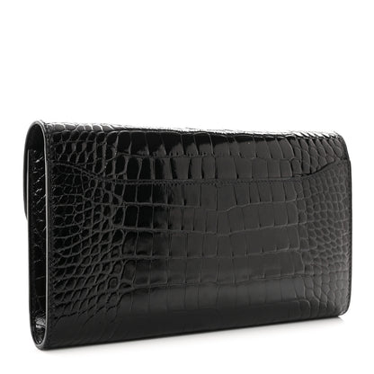 Hermes Shiny Alligator Monochrome Constance Long Wallet Black 3 of 8