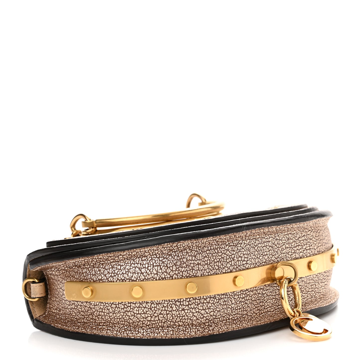 Metallic Calfskin Small Nile Bracelet Minaudiere Bag Gold