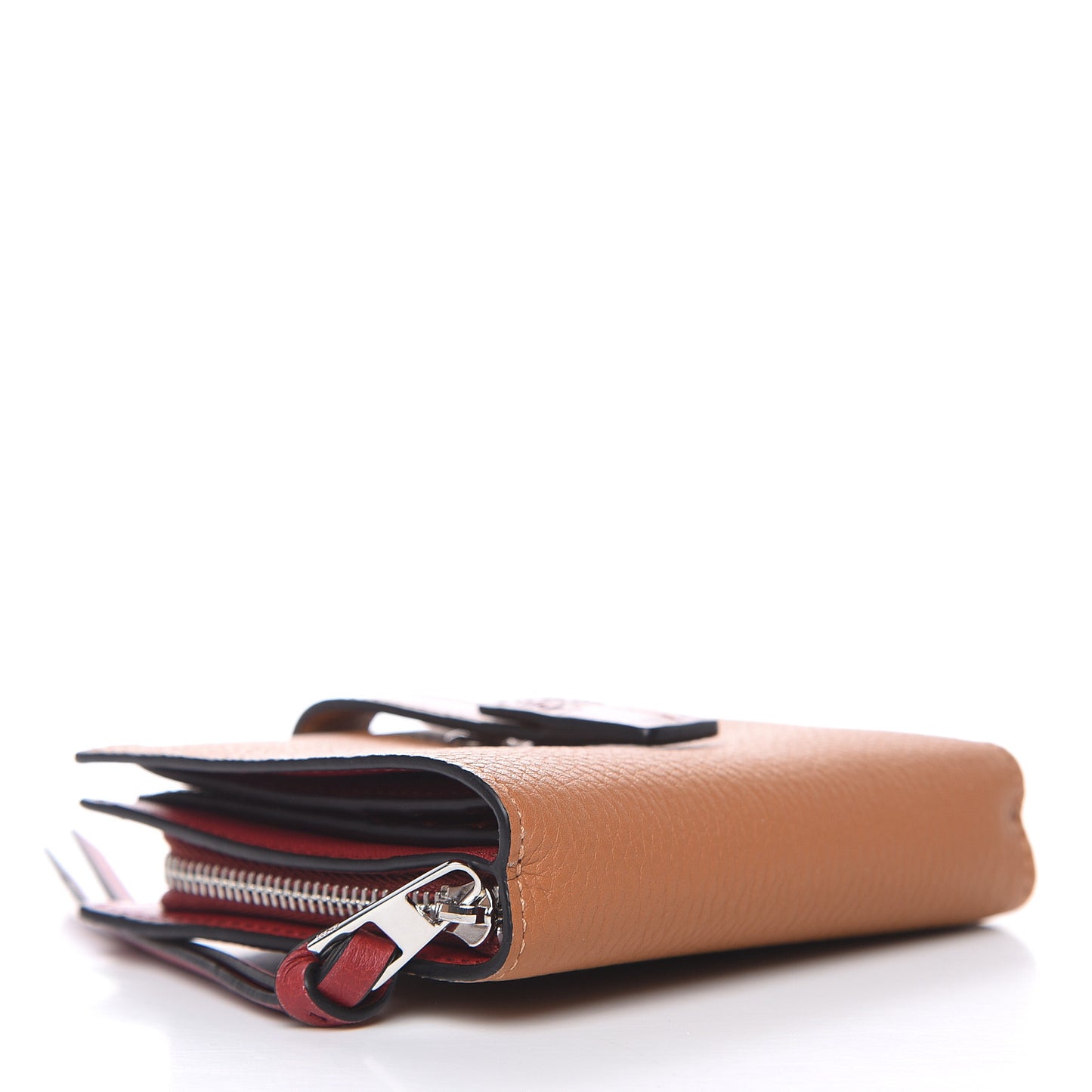 Grained Calfskin Compact Zip Wallet Light Caramel Pecan