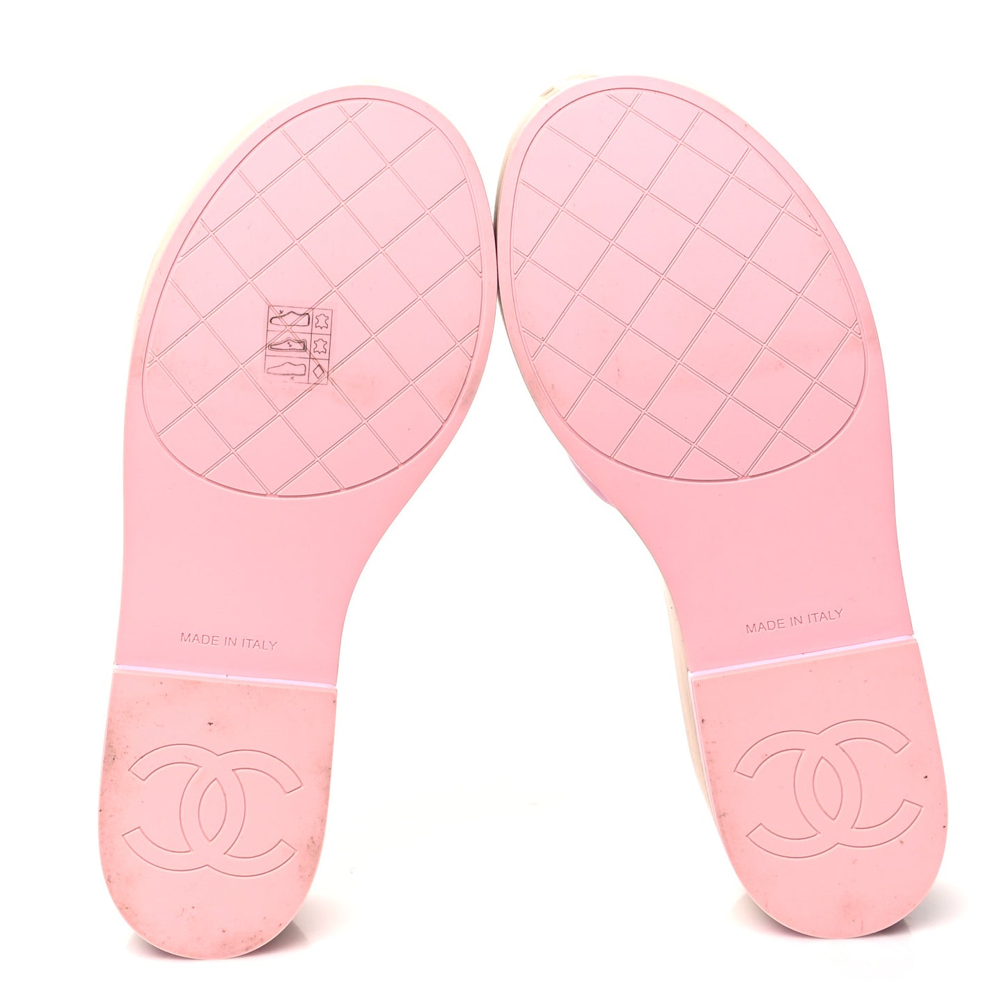 Lambskin Quilted CC Slip On Platform Sandals 38 Pink