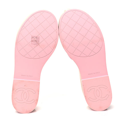Chanel Lambskin Quilted CC Slip On Platform Sandals 38 Pink 5 of 9
