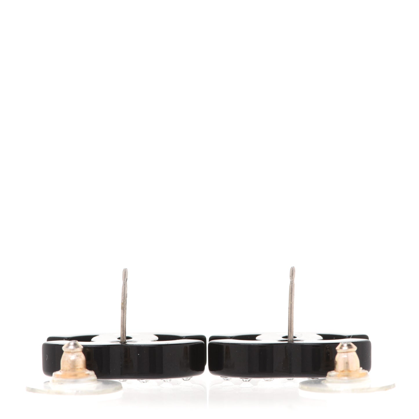 Resin Crystal CC Earrings Black