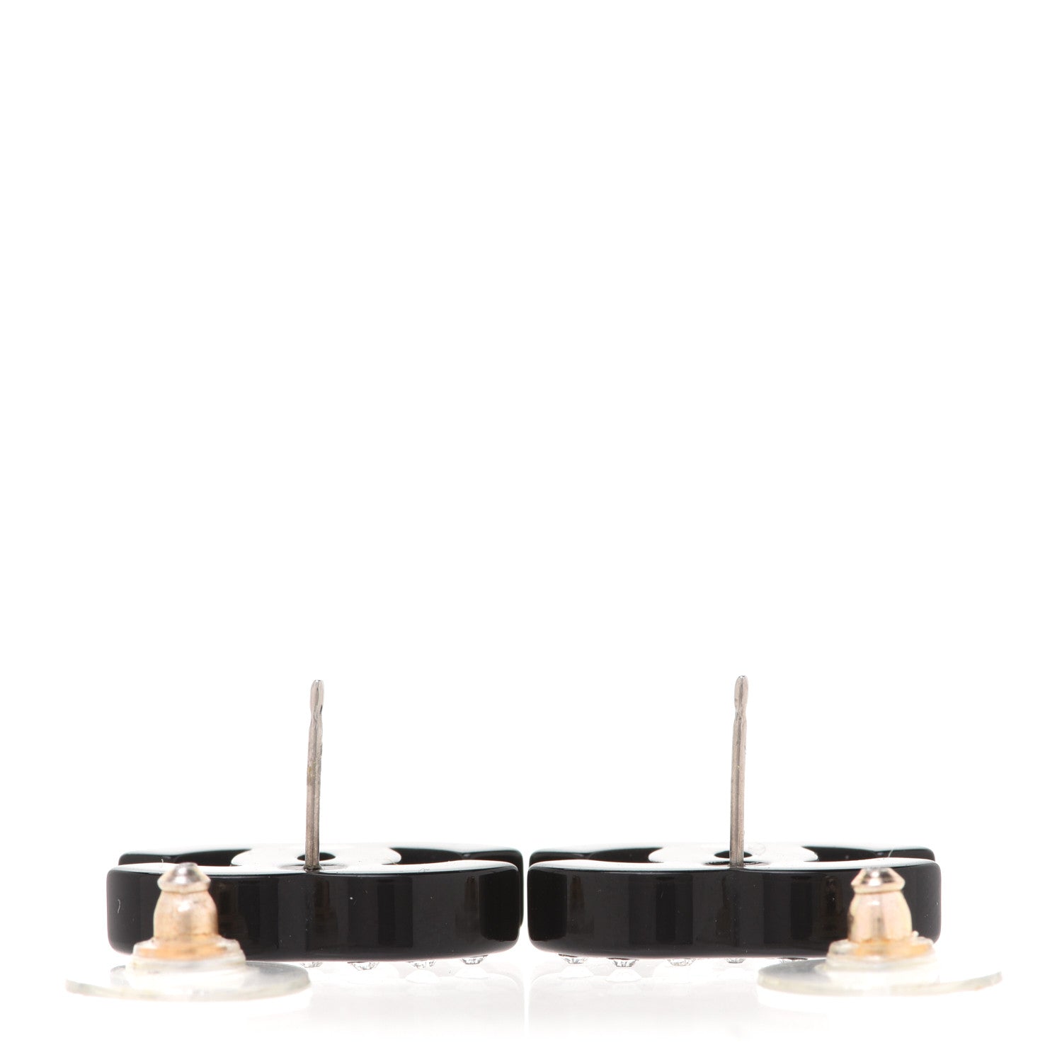 Chanel Resin Crystal CC Earrings Black 3 of 4