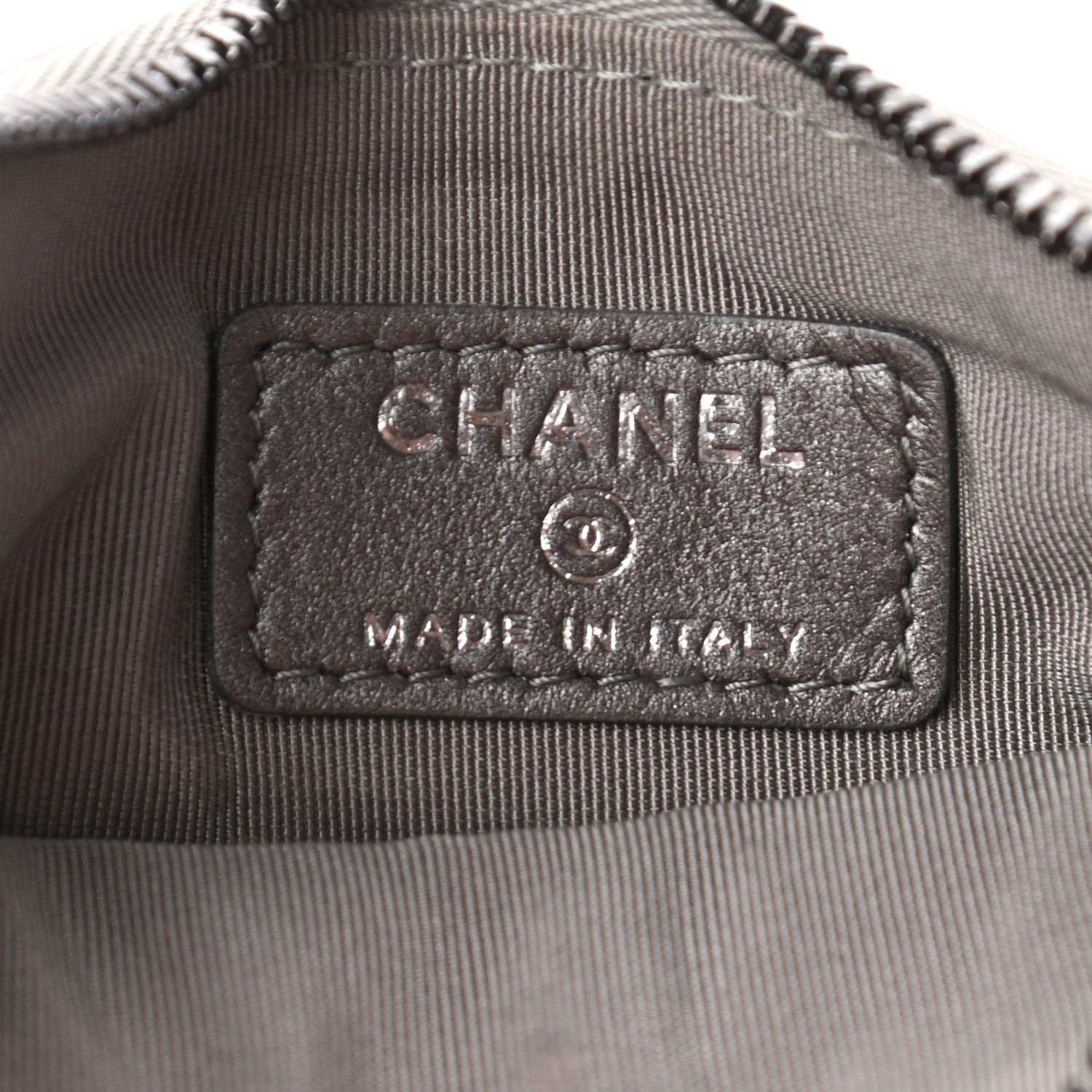 Chanel Crumpled Calfskin Chevron Quilted Studded Small Cosmetic Case Grey 6 of 7